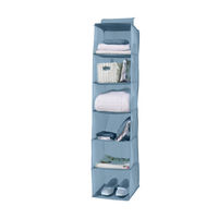 Hanging Clothes Organiser with 6 Compartments - Blue