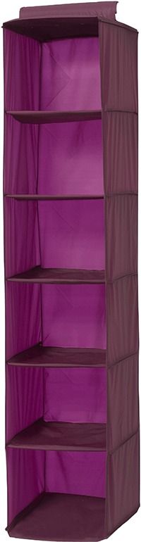 Hanging Clothes Organiser with 6 Compartments - Burgundy