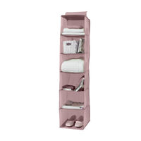Hanging Clothes Organiser with 6 Compartments - Pink