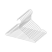 Set of 10 Metal Clothes Hangers - Grey