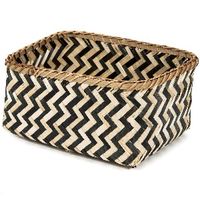 "Zebra" Large Bamboo Basket - Black/Natural