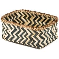 "Zebra" Medium Bamboo Basket - Black/Natural