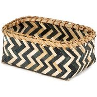 "Zebra" Small Bamboo Basket - Black/Natural