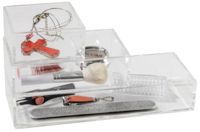 Set of 3 Stackable Jewellery and Make-up Boxes - Transparent