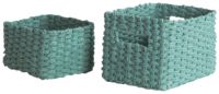 Set of 2 "Lisou" Woven Storage Baskets - Aqua Blue