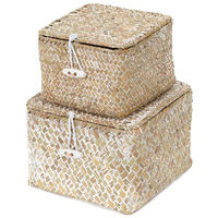 Set of 2 "Tresor" Seagrass Storage Baskets - Beige
