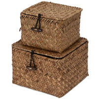 Set of 2 "Tresor" Seagrass Storage Baskets - Brown