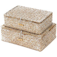 Set of 2 "Macao" Seagrass Storage Baskets - Beige