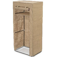 Metal Frame Portable Wardrobe with Shelf - Brown