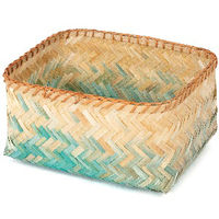 "Noumea" Large Bamboo Basket - Aqua Blue/Brown