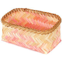 "Noumea" Small Bamboo Basket - Pink/Brown