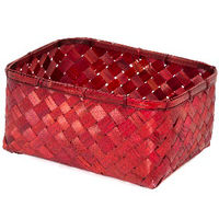 "Hanoi" Large Bamboo Storage Basket - Red