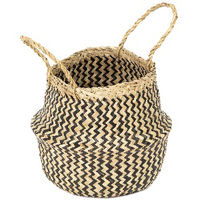 "Belly" Small Woven Seagrass Storage Basket - Natural/Black