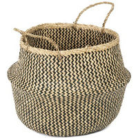 "Belly" Large Woven Seagrass Storage Basket - Natural/Black