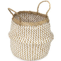 "Belly" Small Woven Seagrass Storage Basket - White