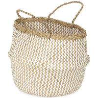 "Belly" Medium Woven seagrass storage basket - White