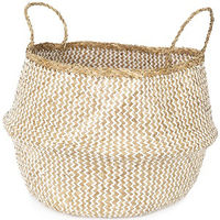 "Belly" Large Woven seagrass storage basket - White