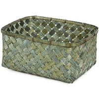 "Hanoi" Large Bamboo Storage Basket - Khaki Green