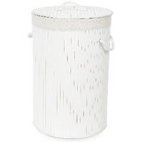 "Bamboo" Round Foldable Laundry Basket  - White