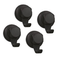 "Bestlock Black" Suction Wall Mountable Set of 4 Small Hanging Hooks
