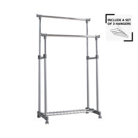 "Alex" Metal Clothes Hanging Rail + 3 "Sticky" Clothes Hangers