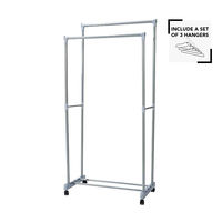 "Firmin" Metal Clothes Hanging Rail + 3 "Sticky" Clothes Hangers