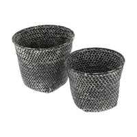 Set of 2 "Mika" Round Woven Storage Baskets - Dark Grey