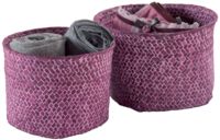 Set of 2 "Mika" Round Woven Storage Baskets - Pink