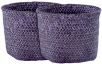 Set of 2 "Mika" Round Woven Storage Baskets - Violet