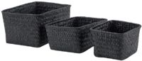 Set of 3 "Kawai" Woven Storage Baskets - Black