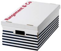 Set of 3 Mariniere Cardboard Storage Boxes - Blue/White/Red