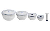 Set of 4 Aspi Fresh Round Vacuum Food Storage Containers with Pump