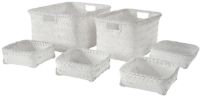 Set of 6 "Dalat" Bamboo Storage Baskets - White