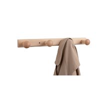 Wooden Wall Mounted 4 Hook Hanger - Varnised Pine