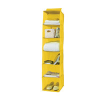 Hanging Clothes Organiser with 6 Compartments - Yellow