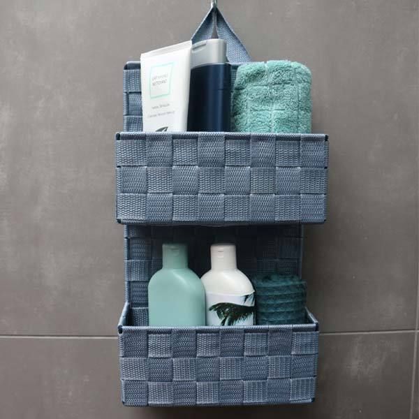 2-tier hanging storage basket "Bristol" - Blue jeans