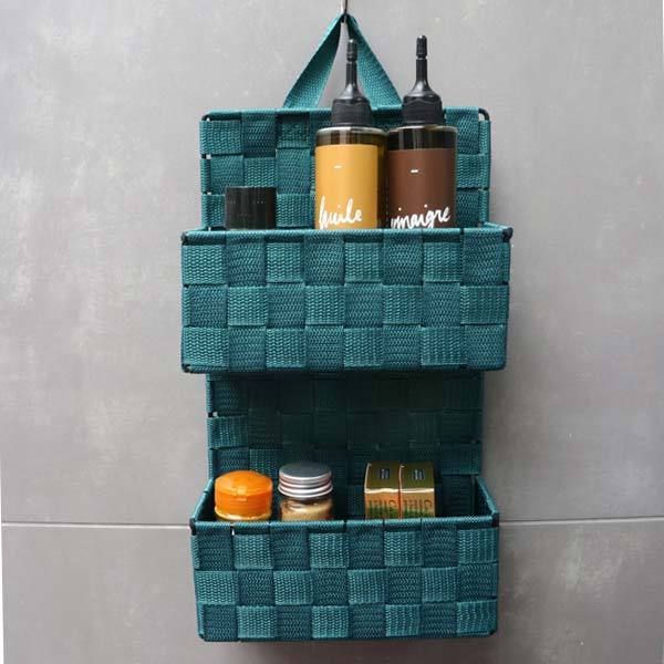 2-tier hanging storage basket "Bristol" - Peacock blue