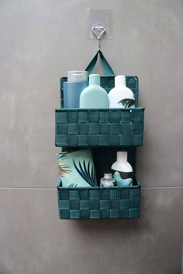 2-tier hanging storage basket "Bristol" - Peacock blue