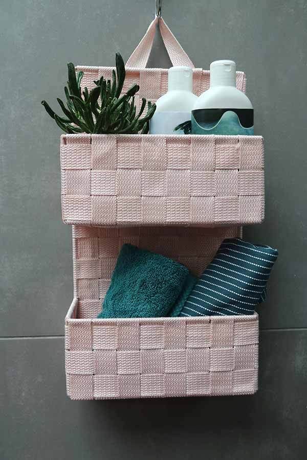 2-tier hanging storage basket "Bristol" - Pink