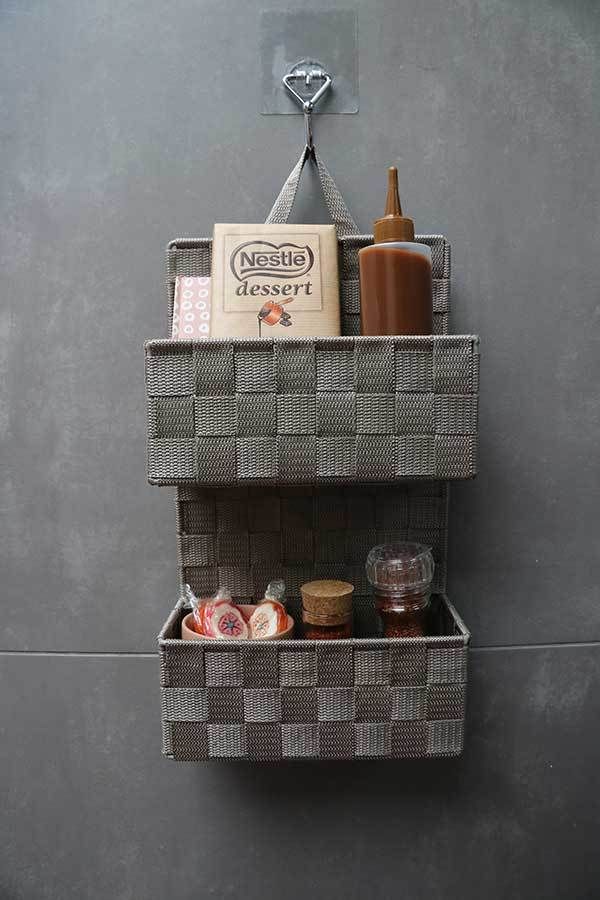 2-tier hanging storage basket "Bristol" - Taupe
