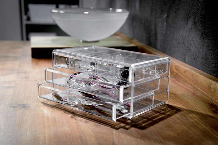 Large 3 Drawer Jewellery Box - Transparent 8 Compactor