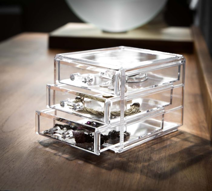 Small 3 Drawer Jewellery Box - Transparent 7 Compactor