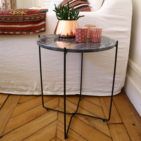 Agneta black marble side table