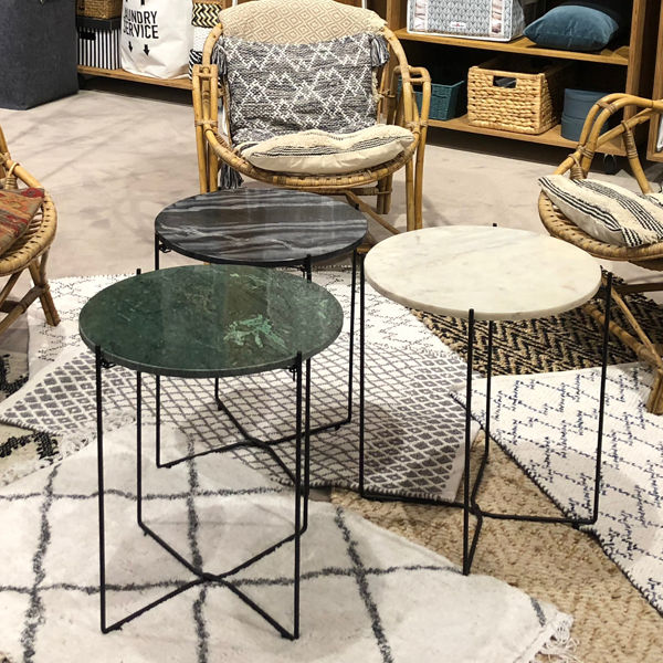 Agneta black marble side table