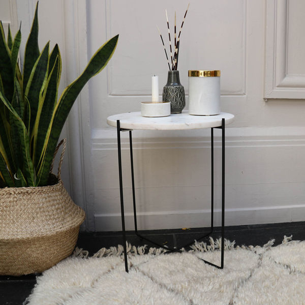 Agneta white marble side table