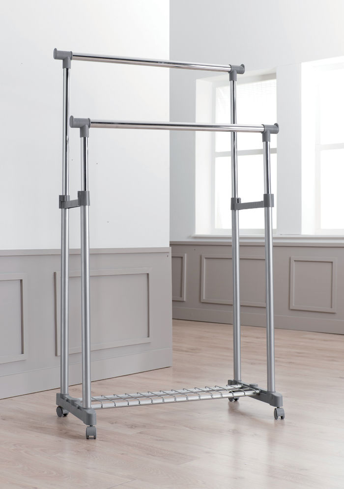 Set of Alex adjustable clothes rail with hangers