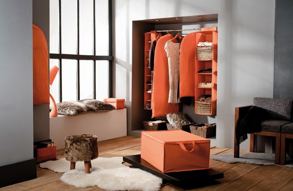 Hanging Clothes Organiser with 6 Compartments - Orange 2 Compactor
