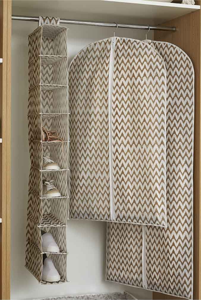 Ikat Beige flexible shoe organiser