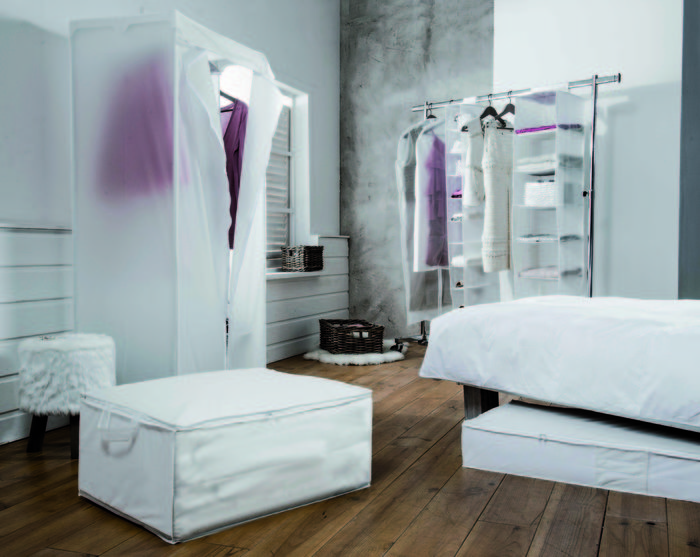 Milky Hanging Clothes Organiser with 6 Compartments 2 Compactor