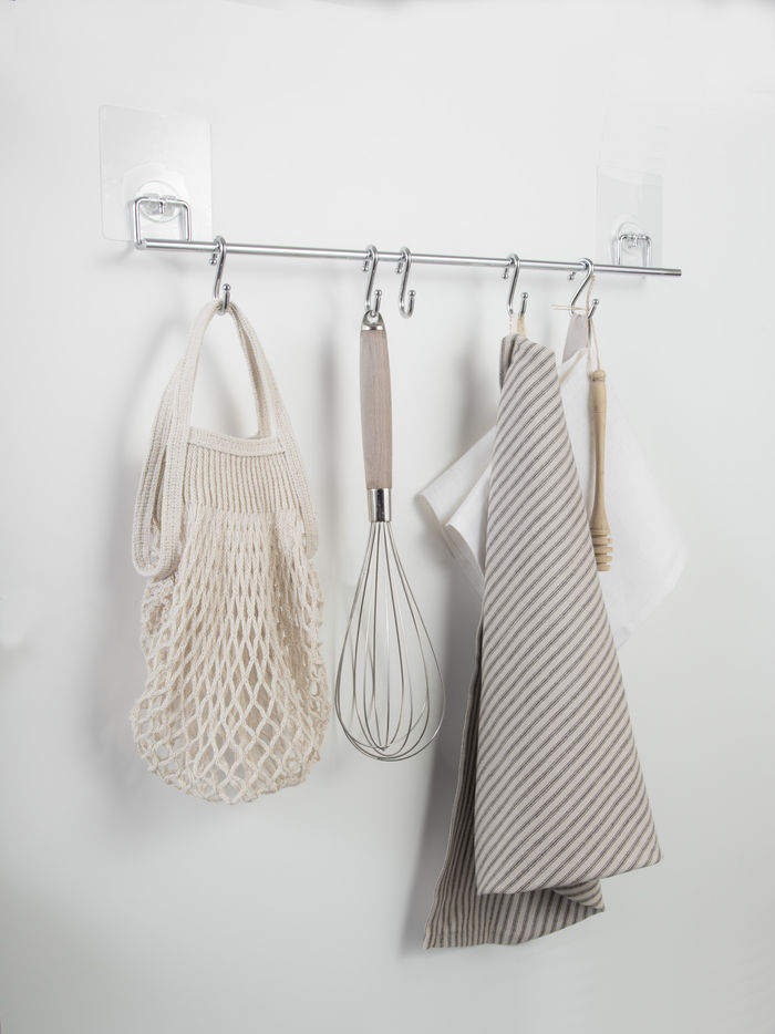 Bestlock Magic No Drilling Wall Mountable Kitchen Utensil Hanging Rack with 8 Hooks 5 Compactor